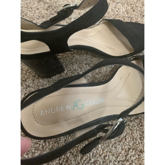 Andrew Geller "Fayer" Strappy Snake Print 3.5 Block Heel Womens Size 8.5M Heel - Picture 7 of 10